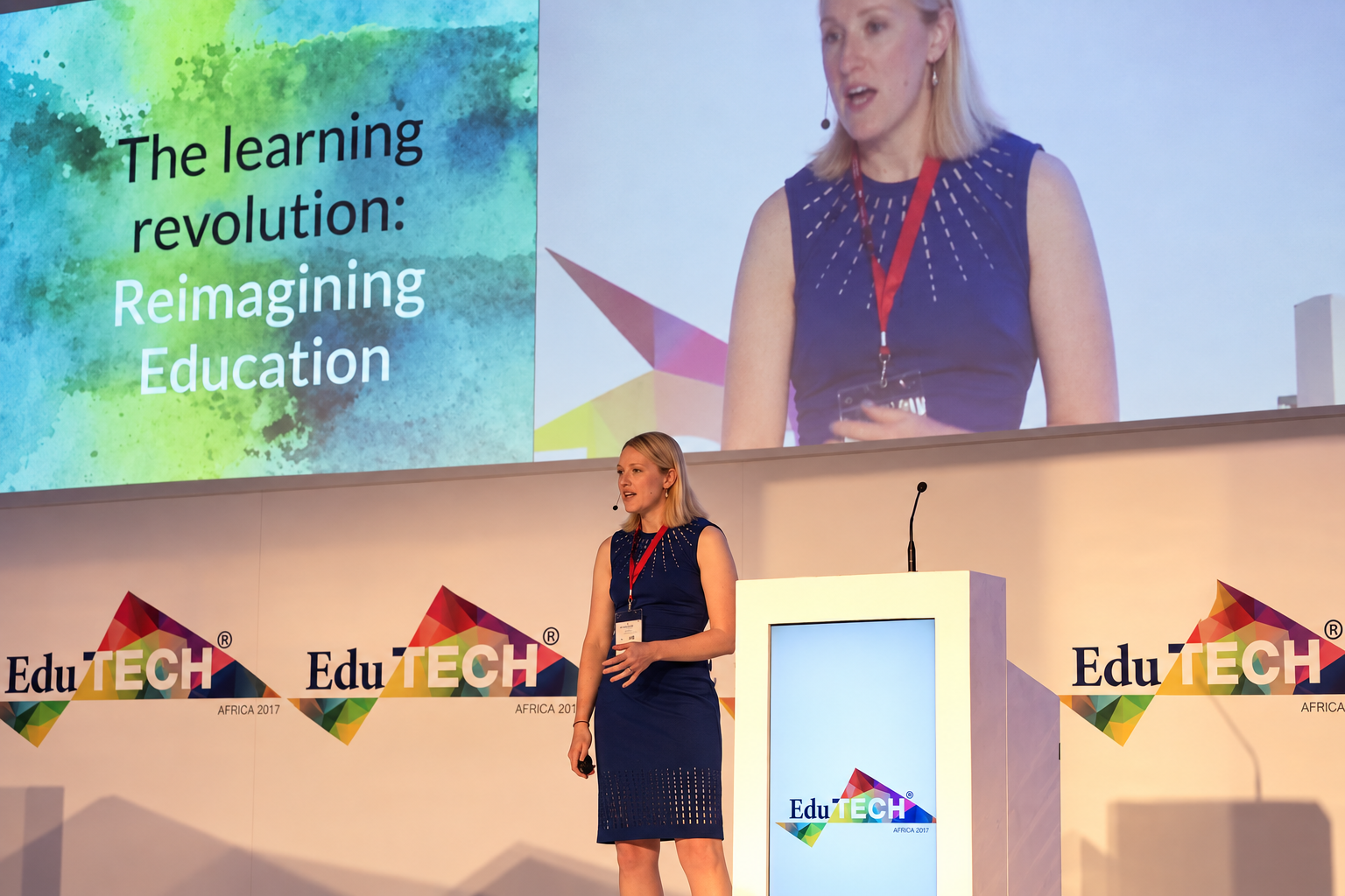 Margaret A. Powers delivering the keynote “The Learning Revolution: Reimagining Education” at EduTech Africa 2017.